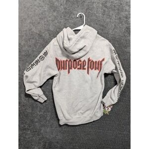 Justin Bieber Purpose Tour Hoodie Sweatshirt Gray Long Sleeve Pullover S P